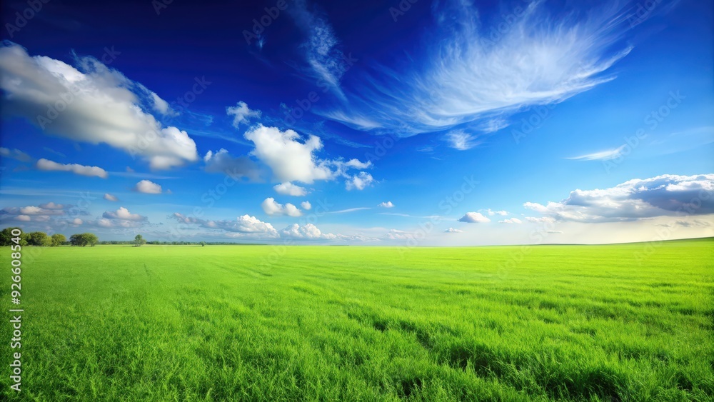 Green grass field background with clear blue sky , nature, grass, field, background, green, landscape, outdoor, environment Green grass field background with clear blue sky , nature, grass, field, background, green, landscape, outdoor, environment