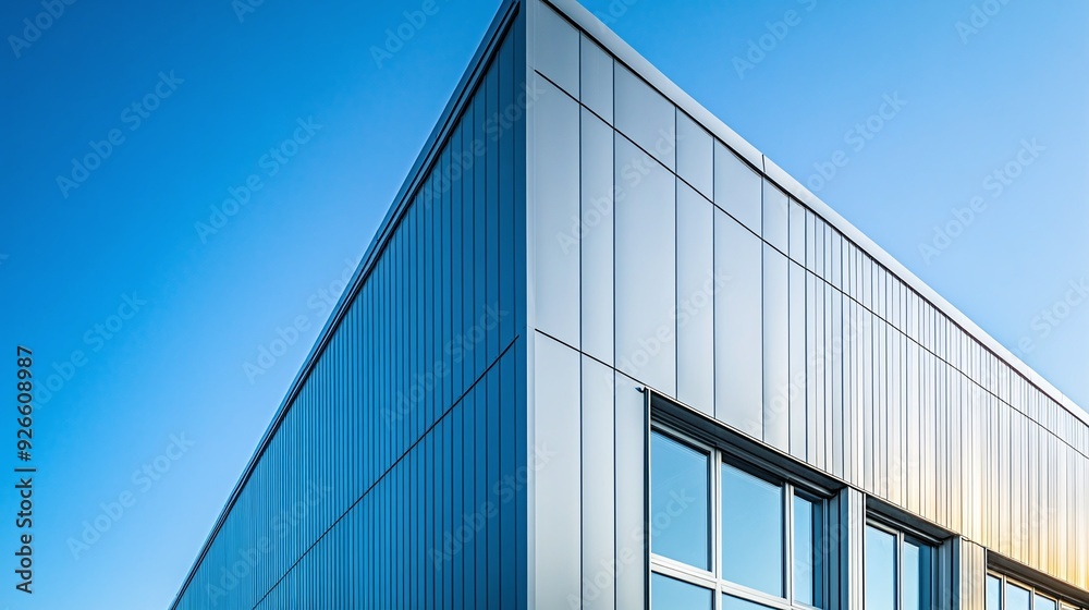 Modern Aluminum Warehouse Building. Industrial Architecture Concept Modern Aluminum Warehouse Building. Industrial Architecture Concept