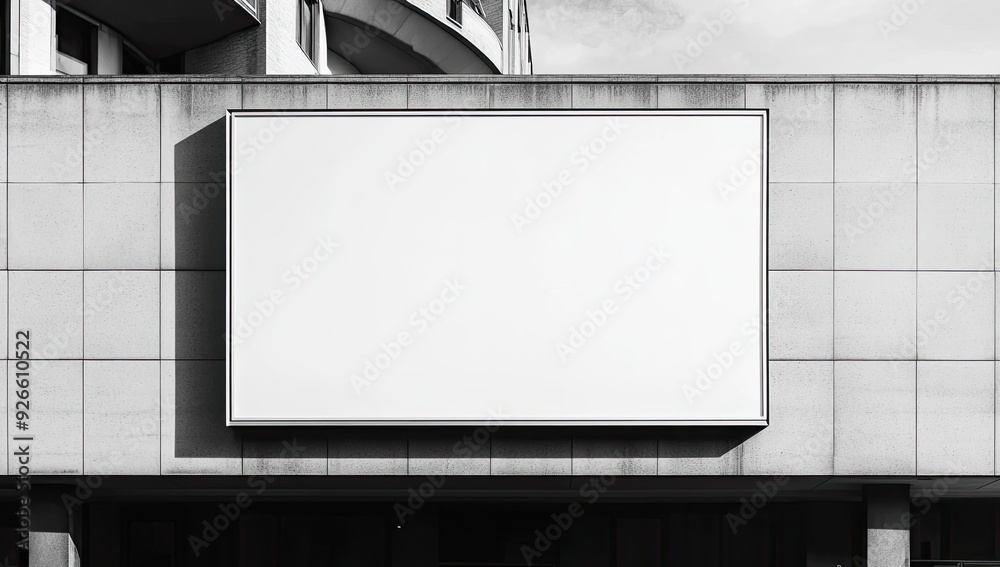 Blank billboard on modern building facade. Blank billboard on modern building facade.