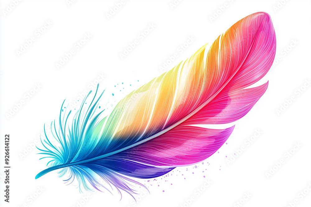 colorful feathers on white background
