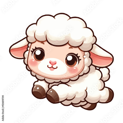 Cute baby sheep cartoon jumping vector