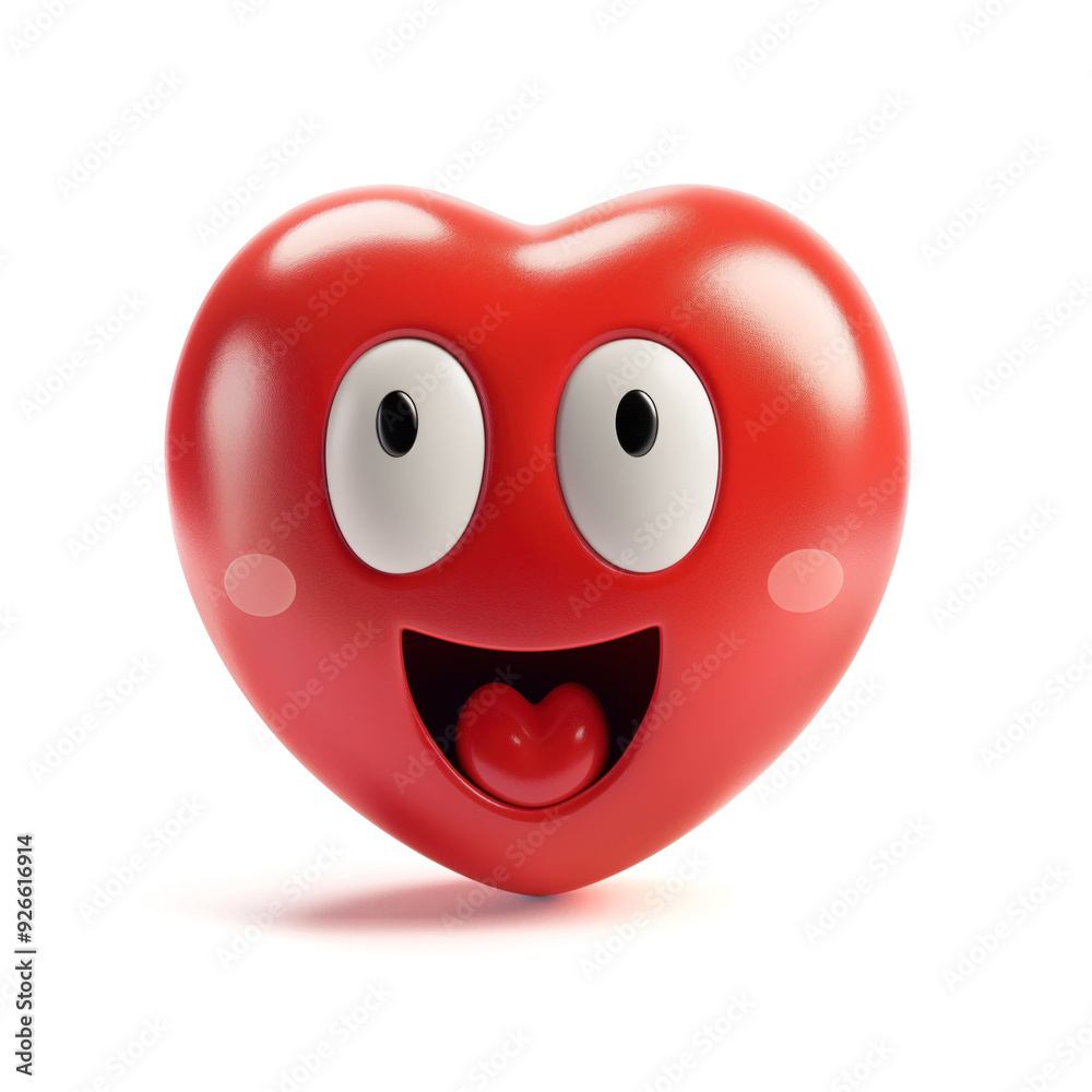 Gleeful red heart emoji, concept of sheer delight and infectious enthusiasm Gleeful red heart emoji, concept of sheer delight and infectious enthusiasm