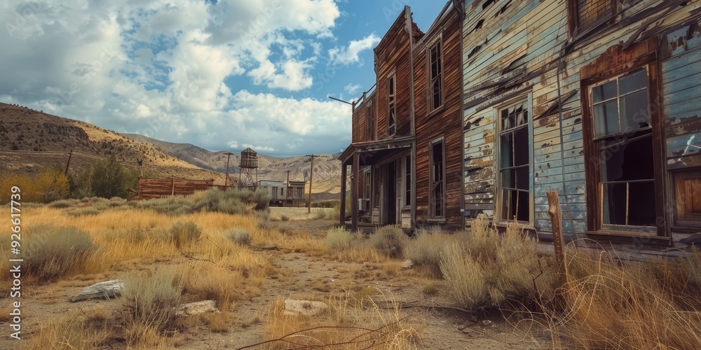 An abandoned building in a desolate landscape under a cloudy sky, showcasing the rustic charm of a forgotten era. An abandoned building in a desolate landscape under a cloudy sky, showcasing the rustic charm of a forgotten era.