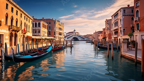 A serene sunset over Venice's Grand Canal.