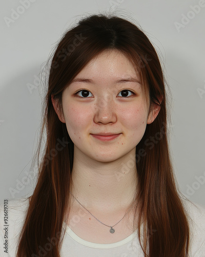 Professional studio photo of a happy Chinese woman