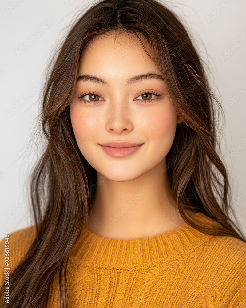Fototapeta premium Professional studio photo of a happy Chinese woman