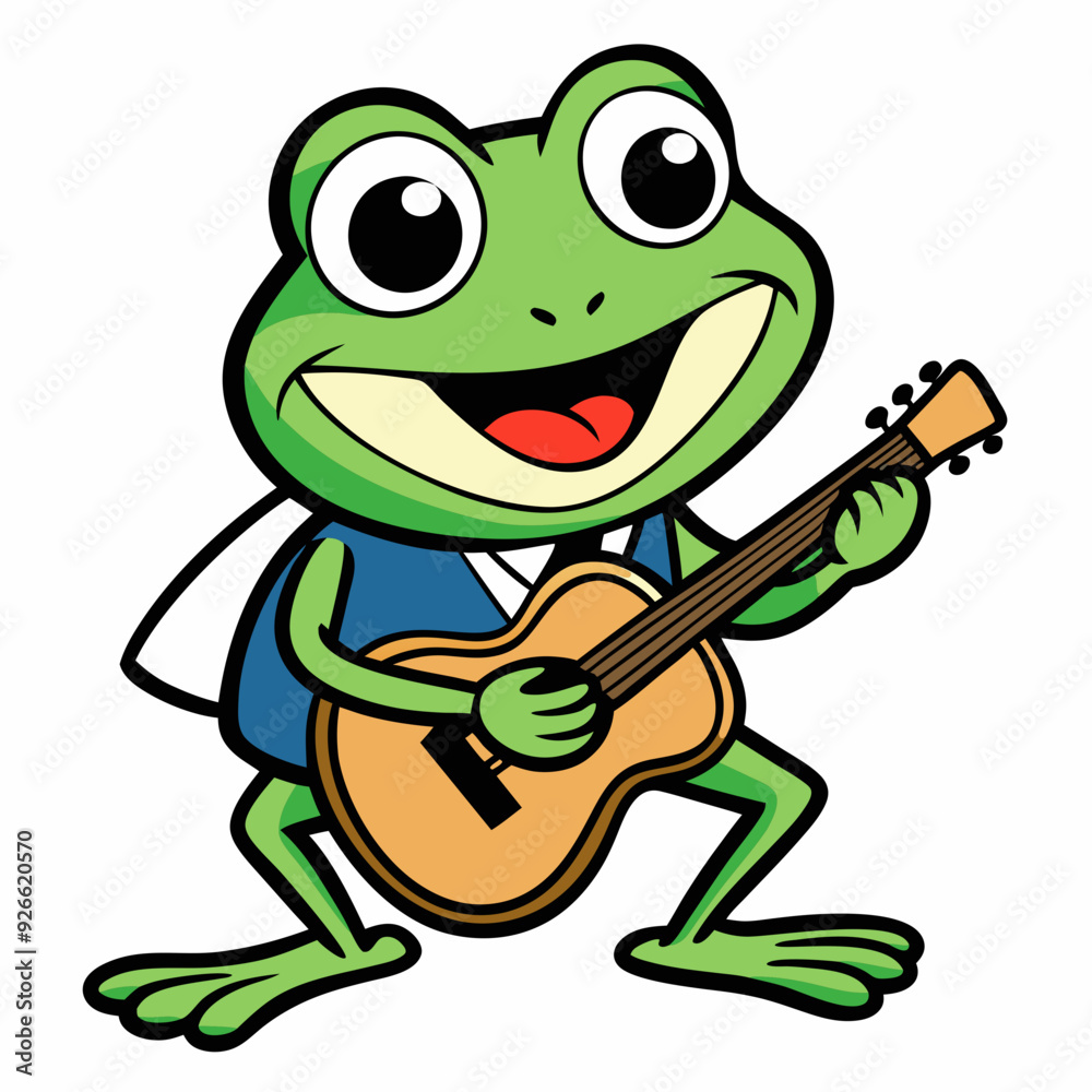 Obraz premium A frog playing guitar evil art vector illustration