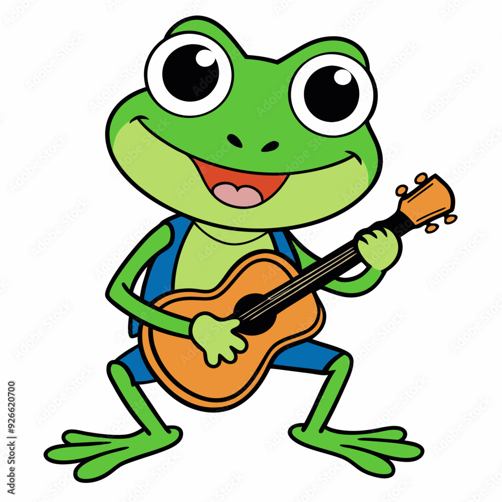 Fototapeta premium A frog playing guitar evil art vector illustration