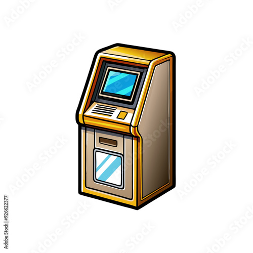 Vector design of a crypto ATM where users can conveniently buy and sell cryptocurrencies.