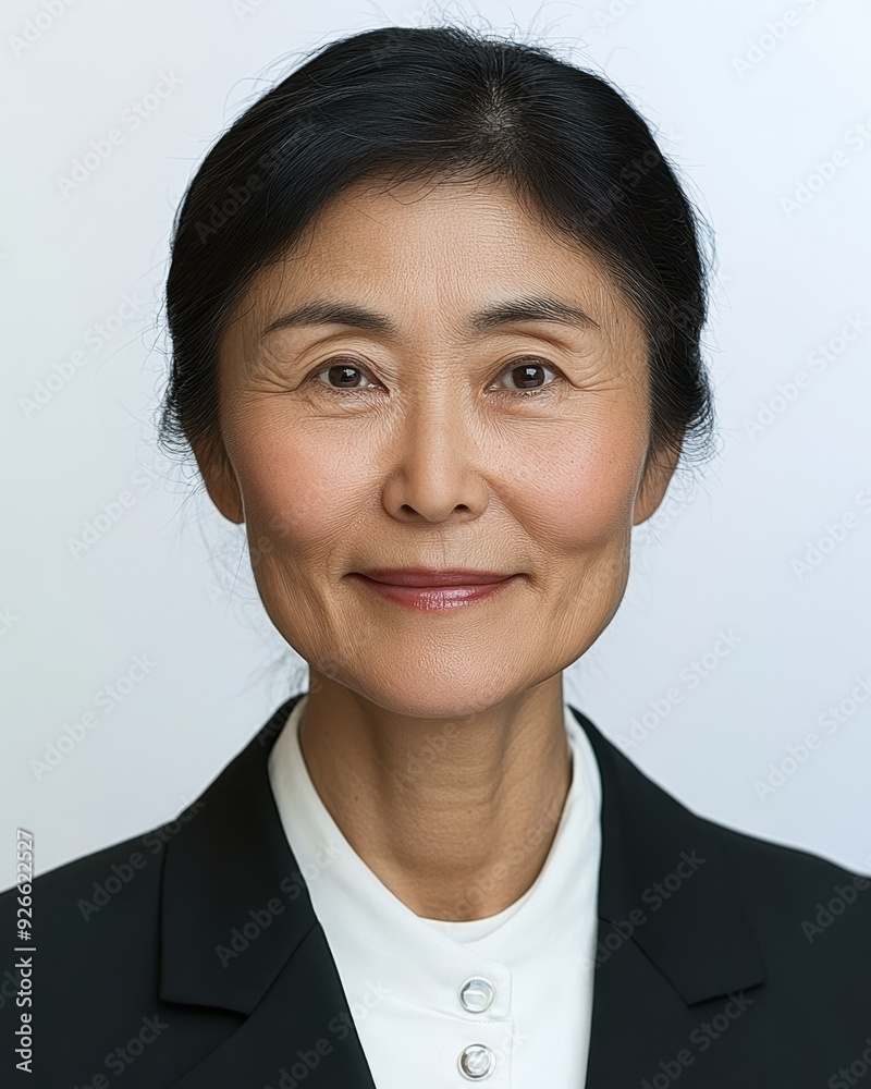 Professional studio photo of a happy Chinese woman