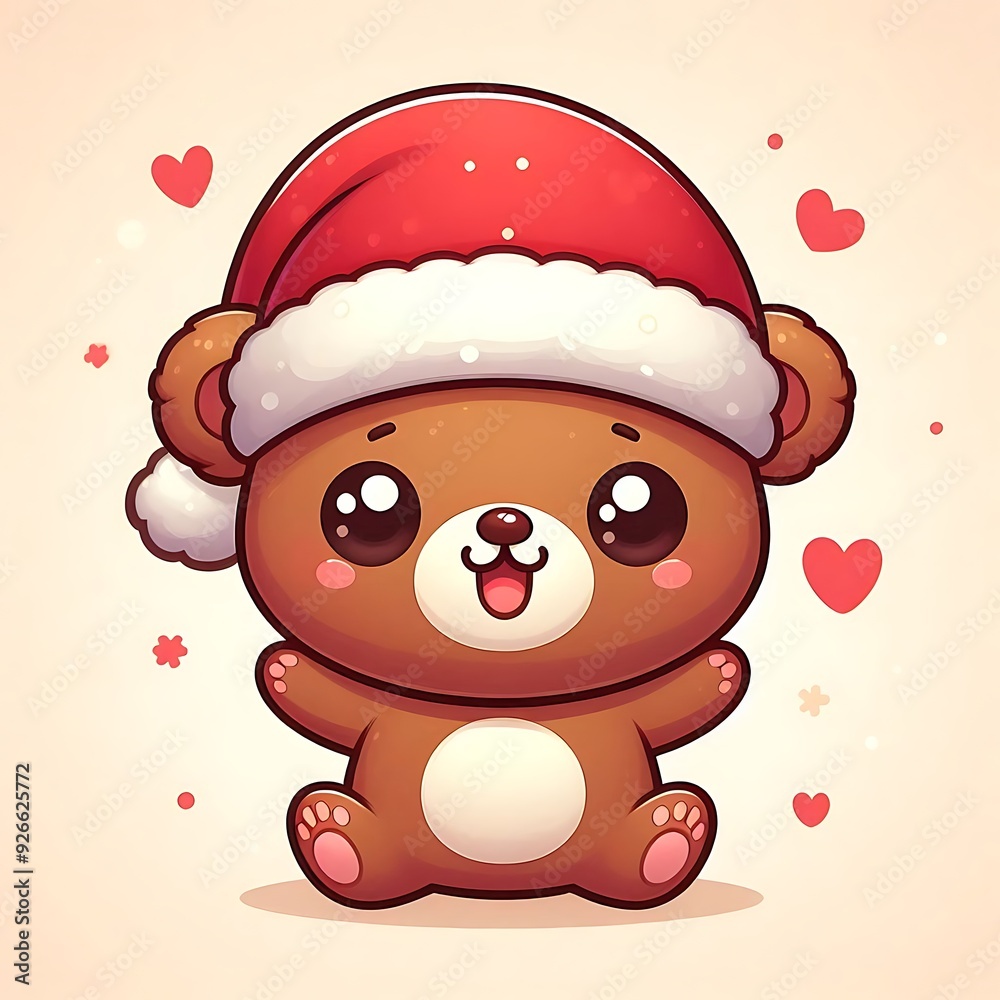 Illustration of a cute cartoon christmas bear isolated on a white background. Cute cartoon Christmas animals. Illustration of a cute cartoon christmas bear isolated on a white background. Cute cartoon Christmas animals.