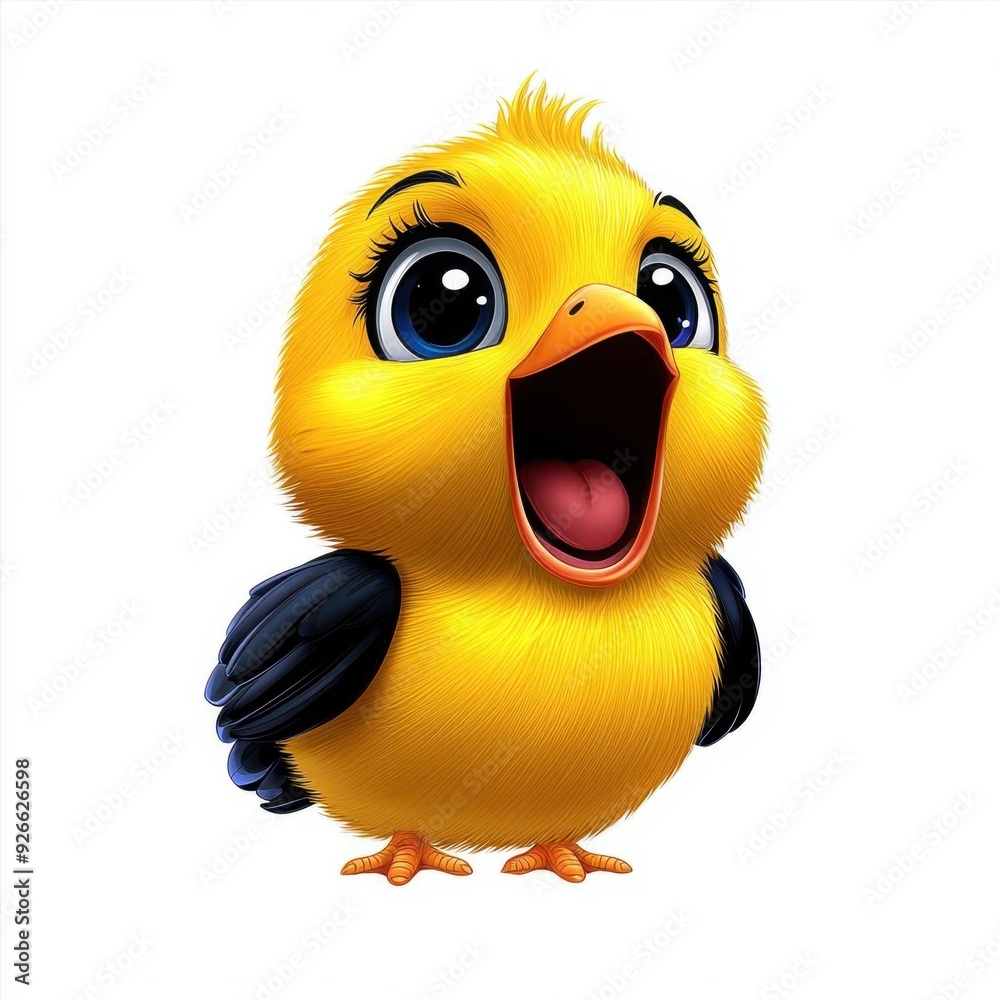 A happy baby chick chirping loudly, colorful line drawing, children's style, simple attire, clean pure white background, hand-drawn material, easy to cut out, 1:1 aspect ratio A happy baby chick chirping loudly, colorful line drawing, children's style, simple attire, clean pure white background, hand-drawn material, easy to cut out, 1:1 aspect ratio