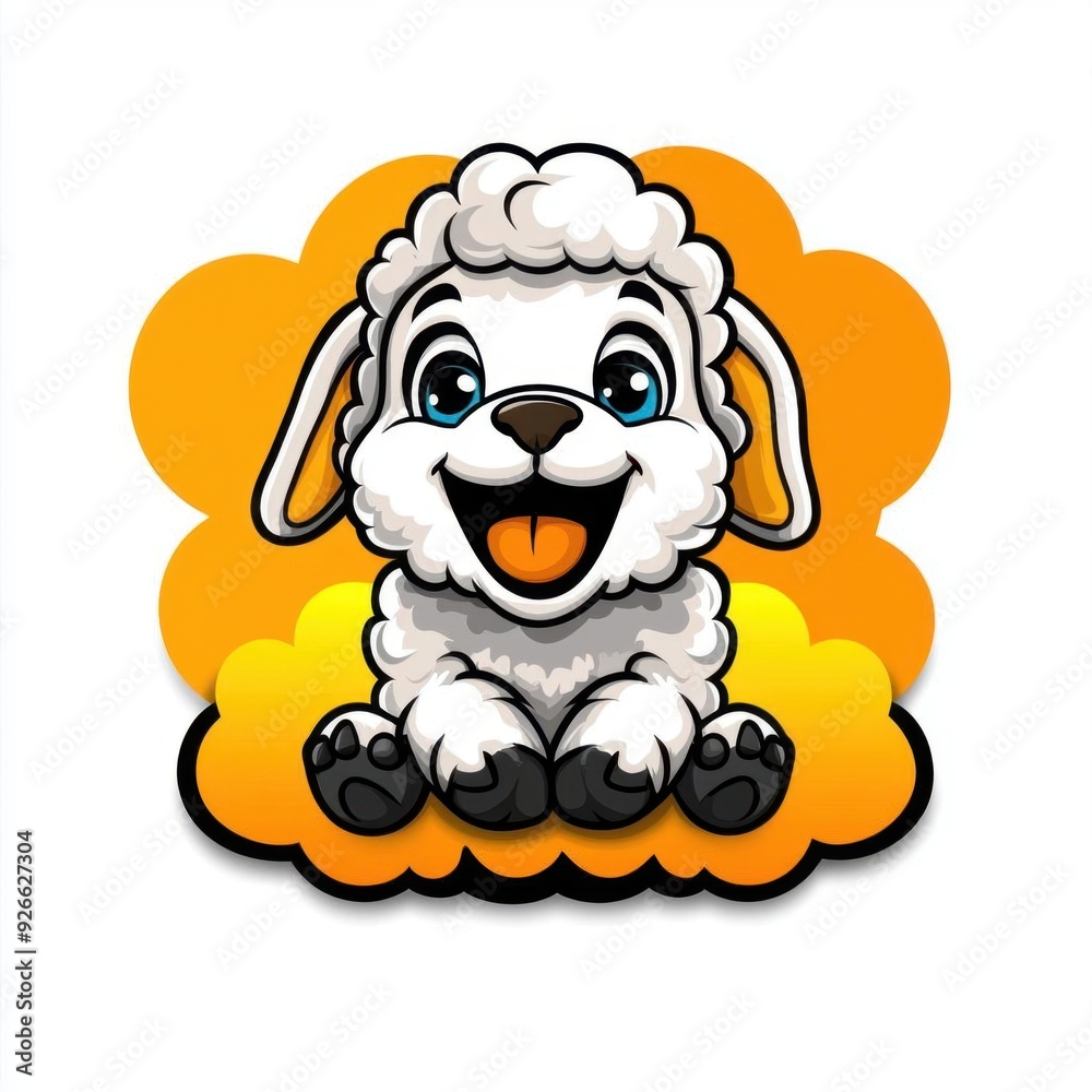 A happy lamb with a fluffy coat, colorful line drawing, children's style, simple attire, clean pure white background, hand-drawn material, easy to cut out, 1:1 aspect ratio A happy lamb with a fluffy coat, colorful line drawing, children's style, simple attire, clean pure white background, hand-drawn material, easy to cut out, 1:1 aspect ratio