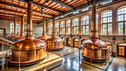 Ancient Chinese architecture meets modern brewing techniques at this historic beer factory, with giant vats and rows of fermentation tanks filling the interior space.