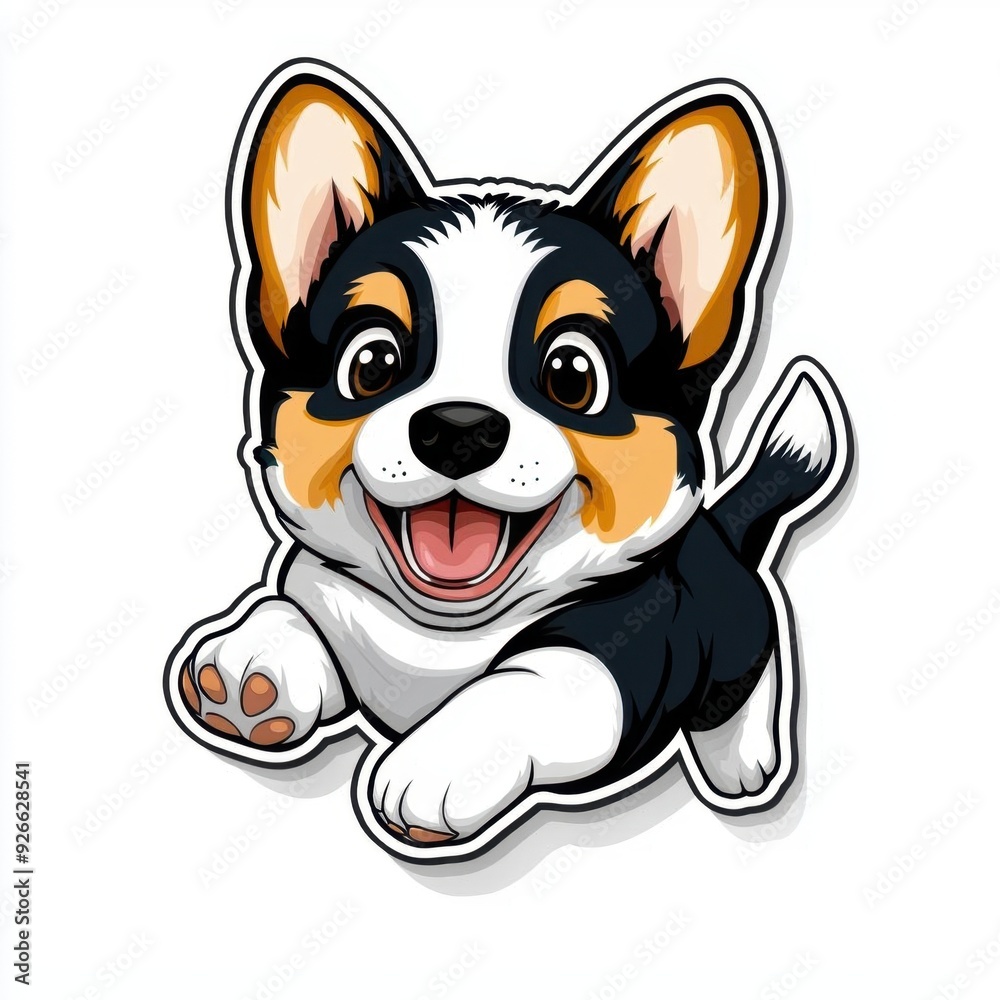 A joyful puppy chasing its tail, colorful line drawing, children's style, simple attire, clean pure white background, hand-drawn material, easy to cut out, 1:1 aspect ratio A joyful puppy chasing its tail, colorful line drawing, children's style, simple attire, clean pure white background, hand-drawn material, easy to cut out, 1:1 aspect ratio
