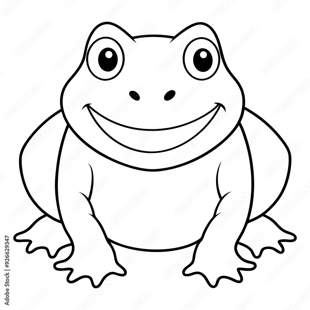 Fototapeta premium Draw a smiling toad colouring page art vector illustration