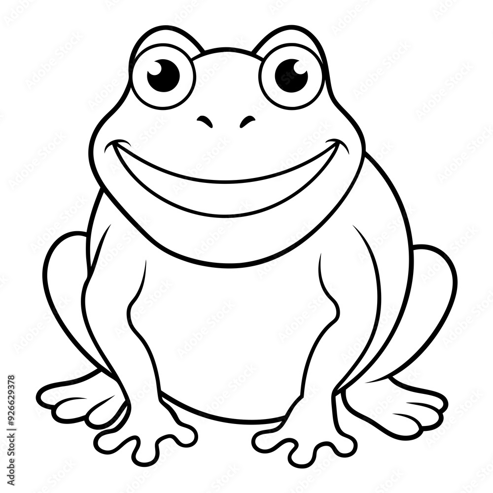 Draw a smiling toad colouring page art vector illustration Draw a smiling toad colouring page art vector illustration