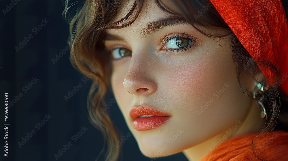 A detailed image of a French woman with a focus on her fashion sense and accessories, whether modern or classic, isolated on a dark background A detailed image of a French woman with a focus on her fashion sense and accessories, whether modern or classic, isolated on a dark background