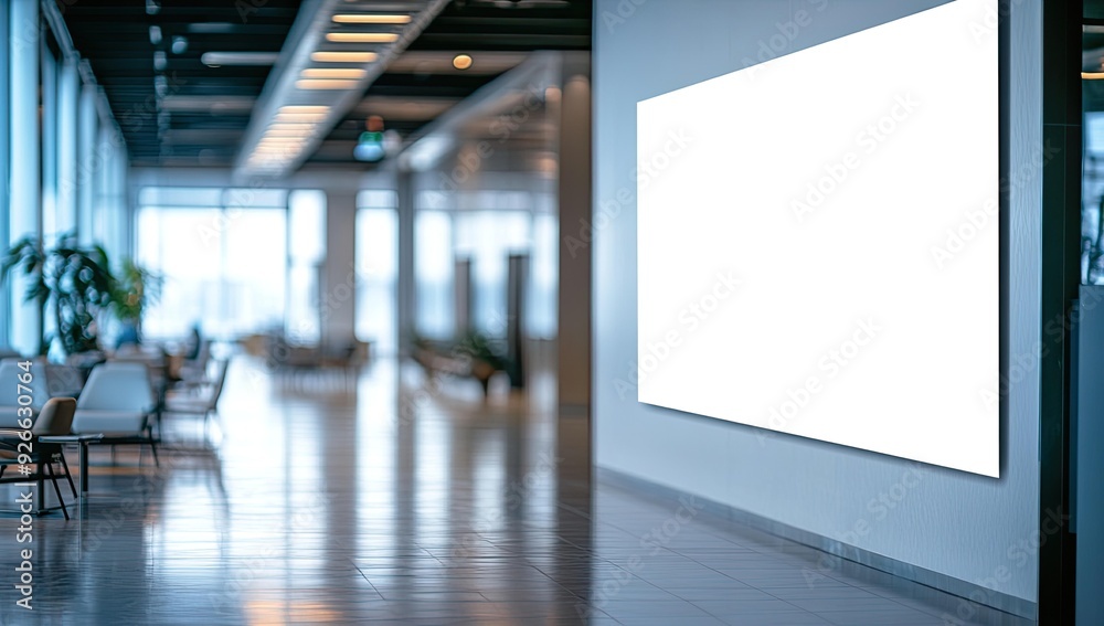 Blank billboard in modern office lobby. Blank billboard in modern office lobby.