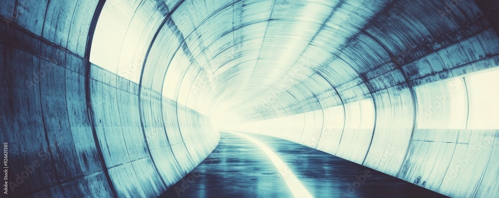 Fototapeta premium Abstract tunnel with bright light at the end.