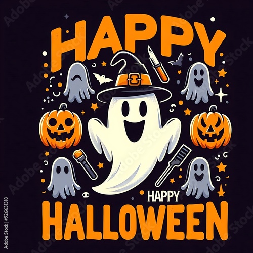 Happy Halloween t shirt design template photo