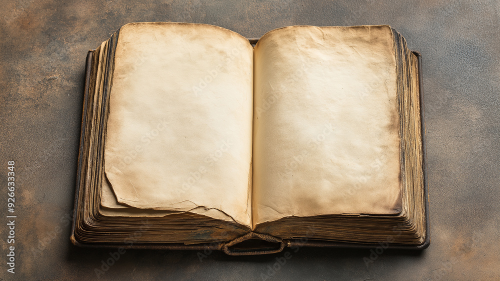 Naklejka premium Open Vintage Book with Blank Pages