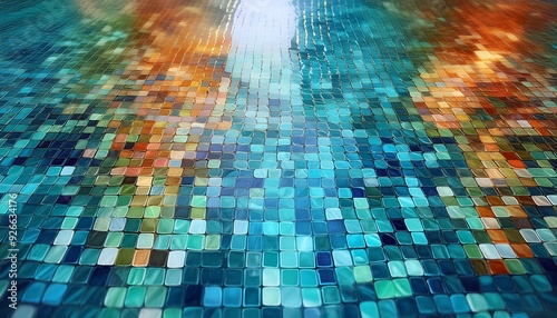 Texture Mosaic pool mosaic background wallpaper Banner backdrop, generative IA