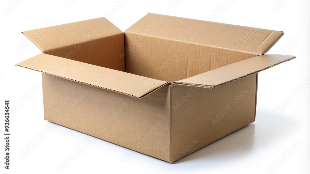 A rustic, unfolded brown cardboard box with a white interior and crisp creases, isolated on a clean white background, ready for customization. A rustic, unfolded brown cardboard box with a white interior and crisp creases, isolated on a clean white background, ready for customization.
