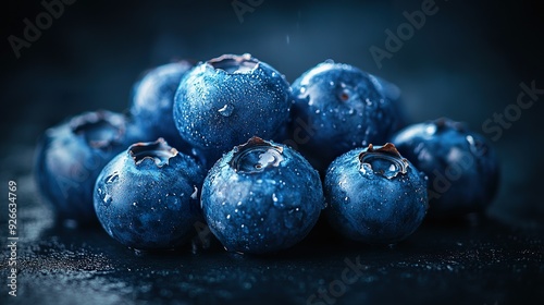 Wallpaper Mural A full-shot of a cluster of fresh blueberries, showcasing their vibrant blue color and delicate details, isolated on a dark background  Torontodigital.ca