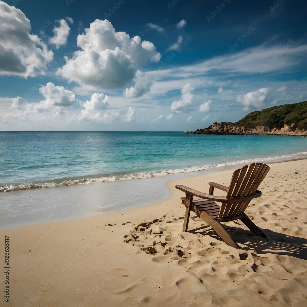 Beautiful landscape on a beach as well as superb chair Beautiful landscape on a beach as well as superb chair