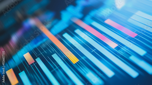 Abstract with pastel colorful charts and graphs with statistics to analyze business potential and forecast future development of companies growth.