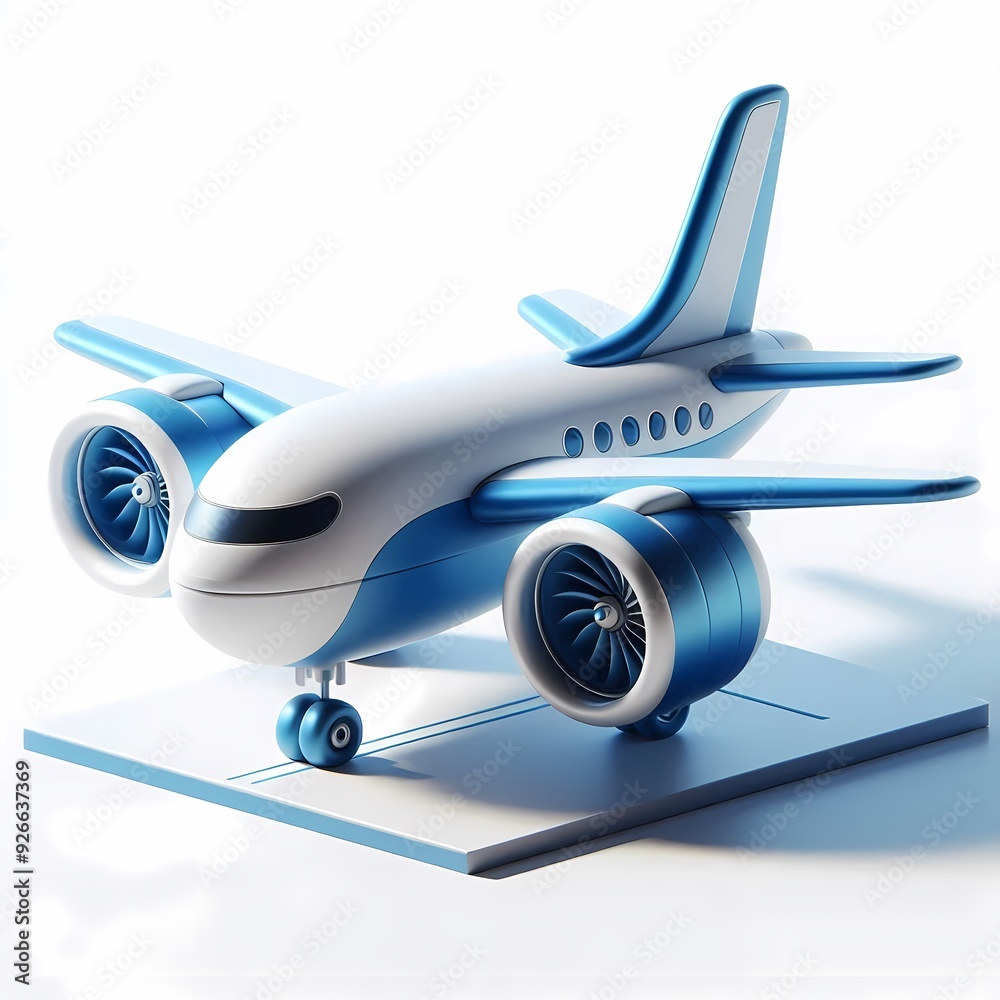 3D Render of Blue Airplane Model isolated on a white background 3D Render of Blue Airplane Model isolated on a white background