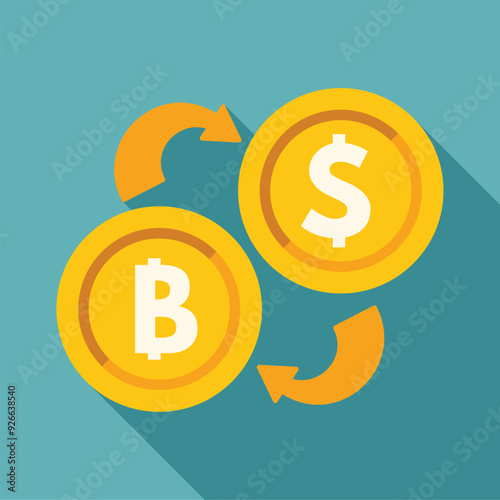 Exchanging bitcoin to us dollar, cryptocurrency converting to fiat money concept