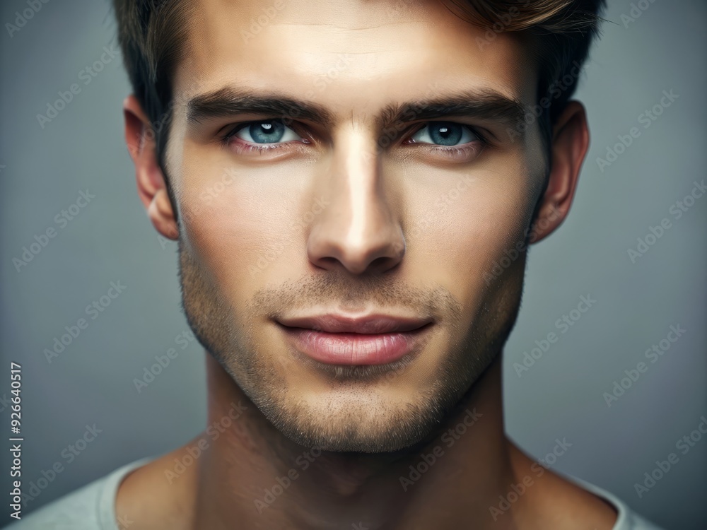 Close-up portrait of a healthy young adult's face, showcasing defined facial muscles, prominent dental arch, and intricate bone structure, with smooth skin and bright eyes. Close-up portrait of a healthy young adult's face, showcasing defined facial muscles, prominent dental arch, and intricate bone structure, with smooth skin and bright eyes.
