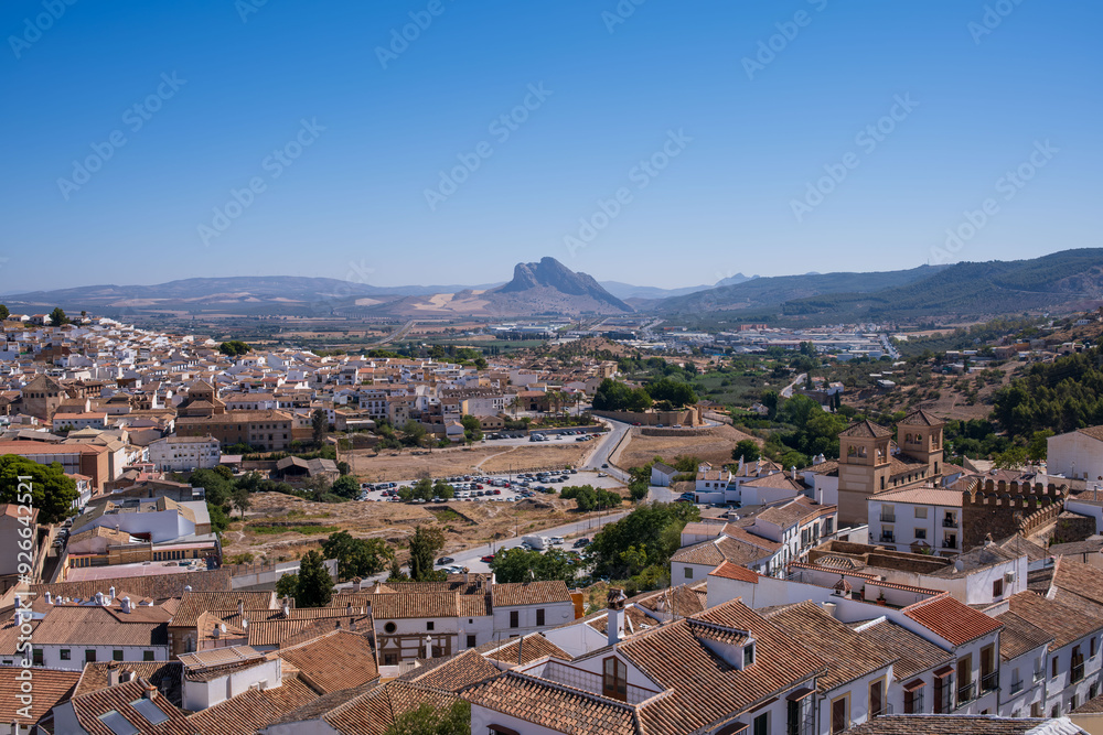 Beautiful mountain towering over village in Spain Beautiful mountain towering over village in Spain