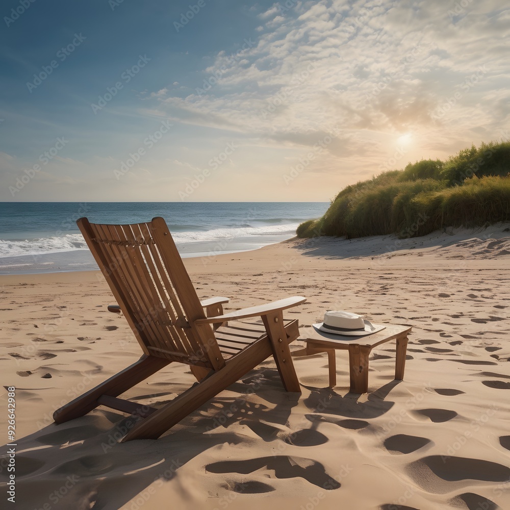 Beautiful landscape on a beach as well as superb chair Beautiful landscape on a beach as well as superb chair