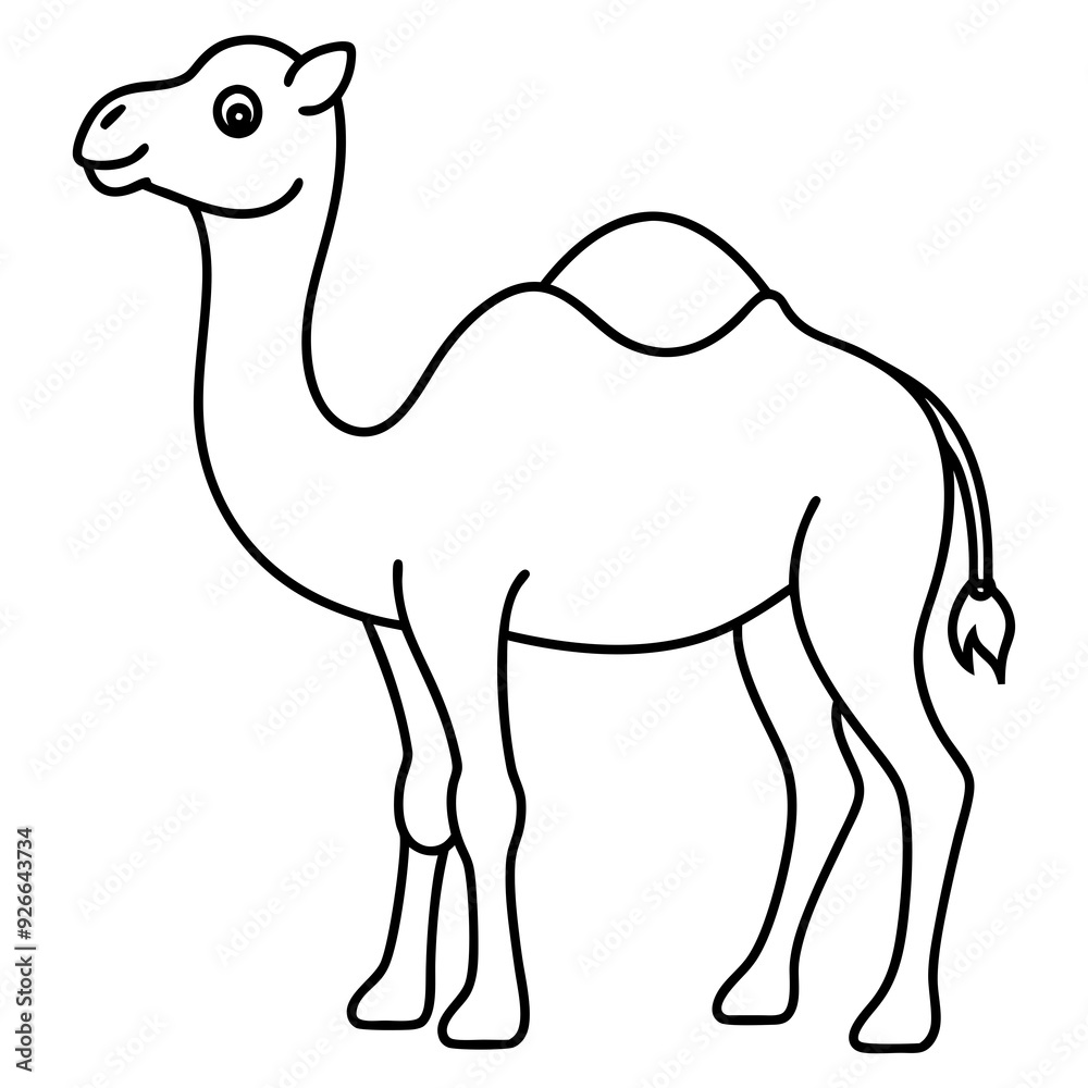 Fototapeta premium Camel colouring page line art vector illustration