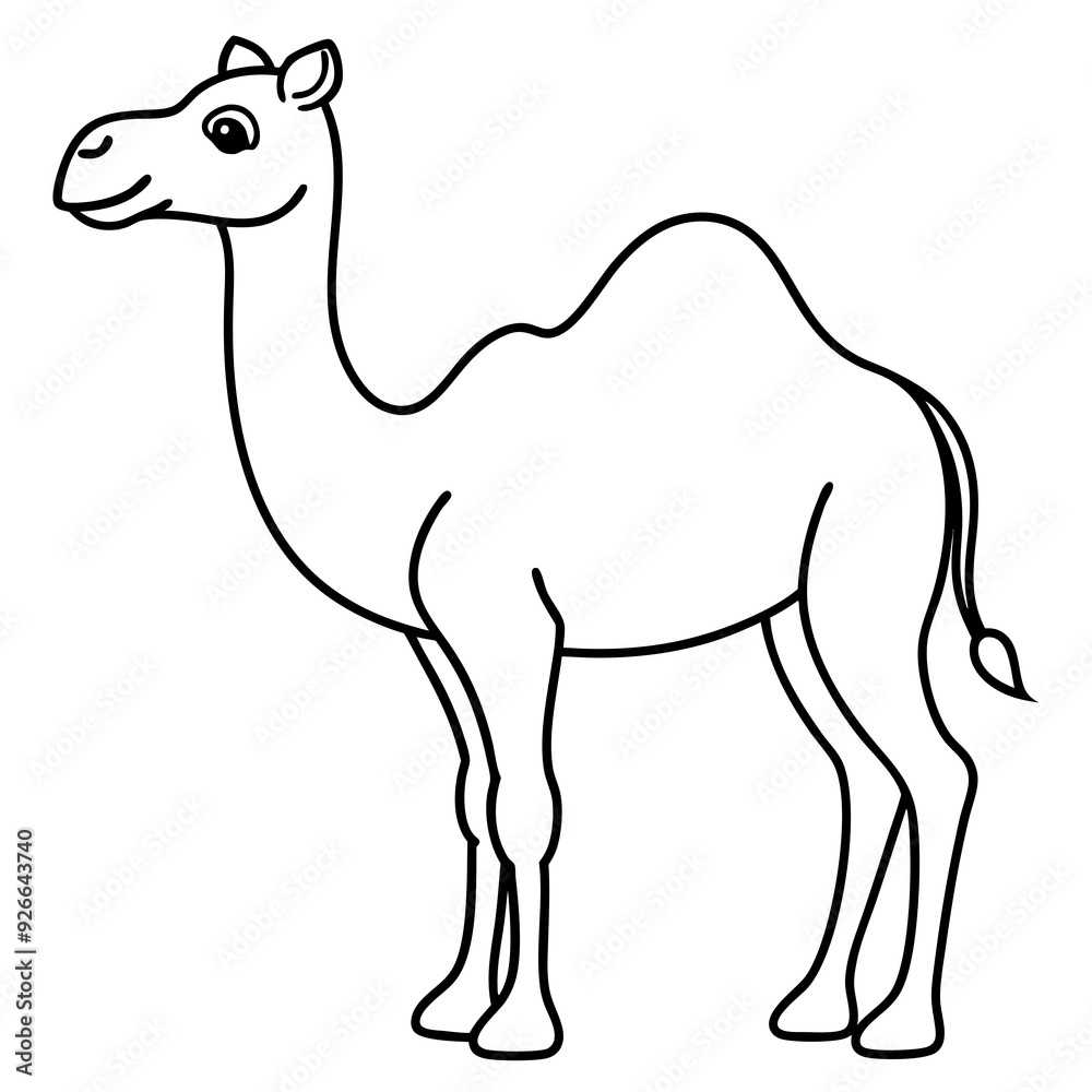 Fototapeta premium Camel colouring page line art vector illustration