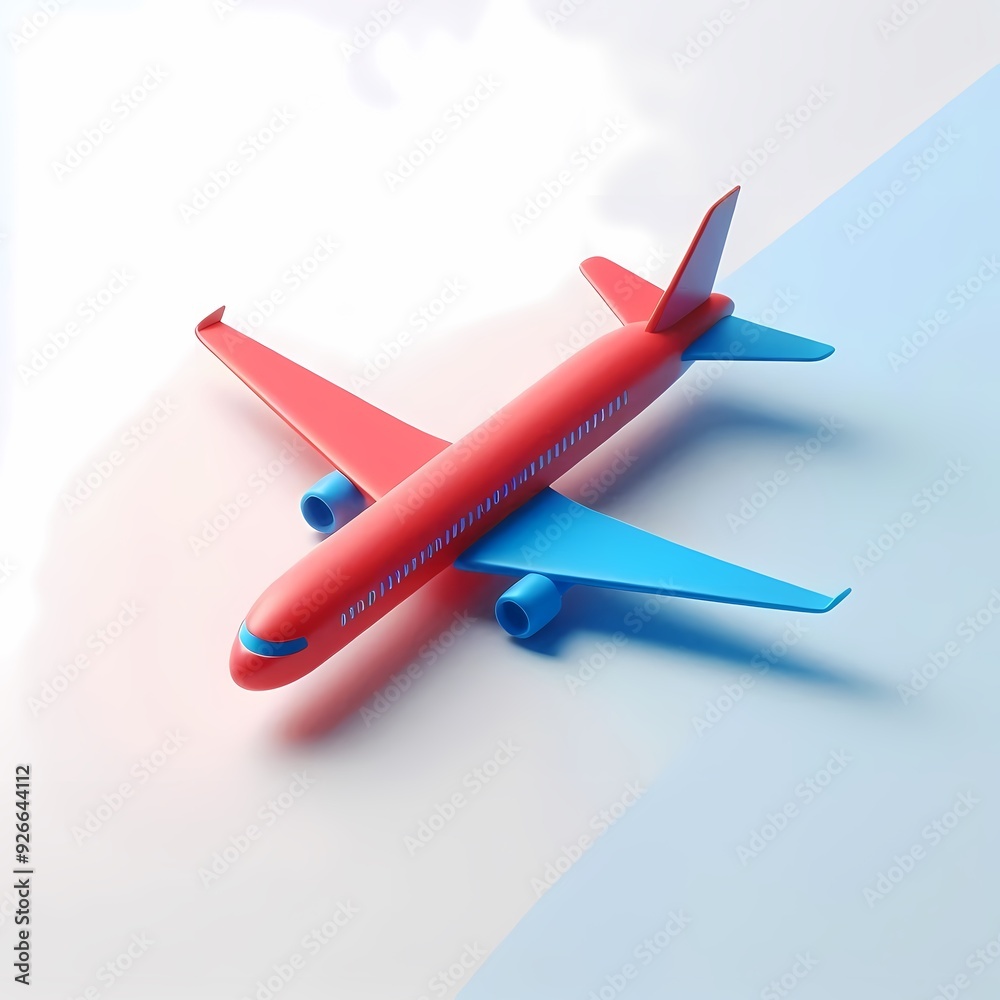 3D Render of Red Airplane Model isolated on a white background 3D Render of Red Airplane Model isolated on a white background