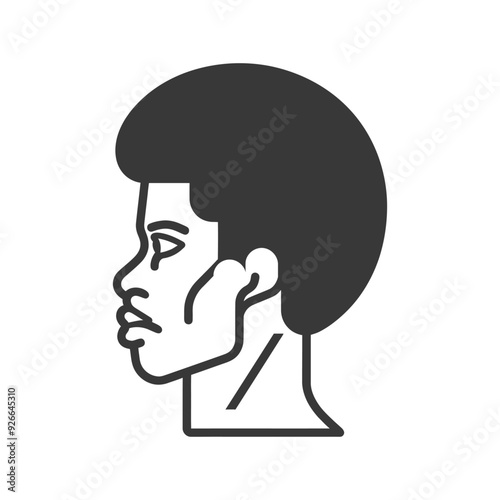 Silhouette of a man with an afro hairstyle seen from the side