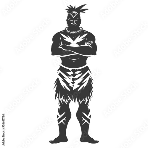 Silhouette of a Native American Warrior with Arms Crossed