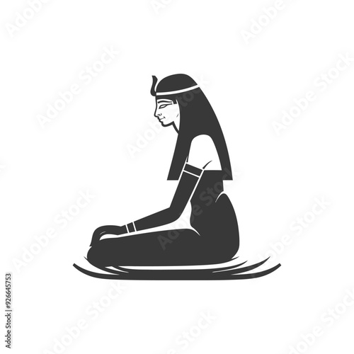Silhouette of an Egyptian Goddess Seated in Meditation