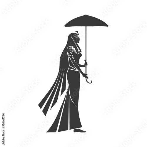 Silhouette of an Egyptian Woman Holding an Umbrella