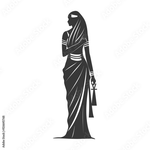 Silhouette of an Egyptian Woman in a Traditional Robe