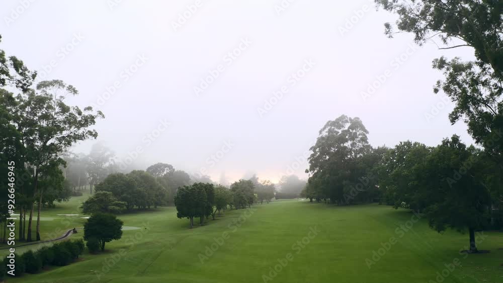 Drone, golf course and grass on landscape, nature or trees in fog, clouds or field for game, sport or fitness. Outdoor, lawn and countryside in green woods with plants, contest or exercise in Florida Drone, golf course and grass on landscape, nature or trees in fog, clouds or field for game, sport or fitness. Outdoor, lawn and countryside in green woods with plants, contest or exercise in Florida