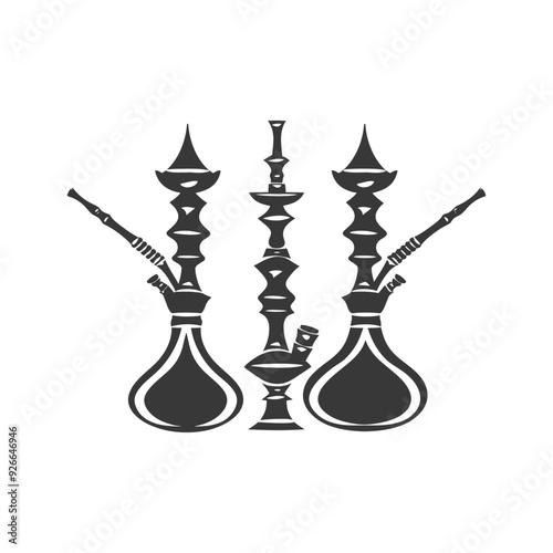 Three Silhouette Hookahs with Intricate Designs
