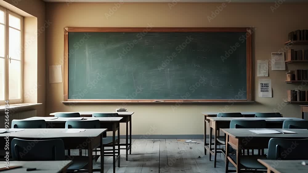Vibrant Classroom Scene Ready for Back to School with Neatly Arranged Desks, Colorful Bulletin Boards, and Fresh Supplies, Eagerly Awaiting the New Academic Year