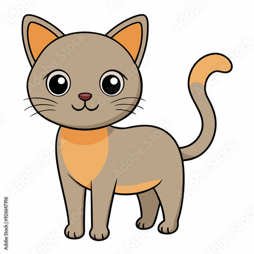 Minimalist image of a cute cat art vector illustration