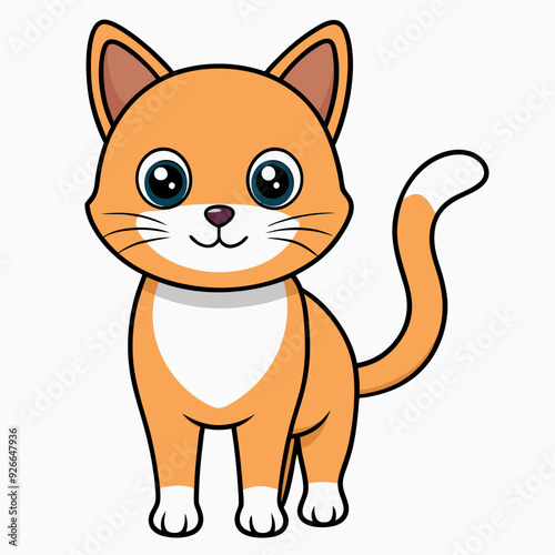 Minimalist image of a cute cat art vector illustration