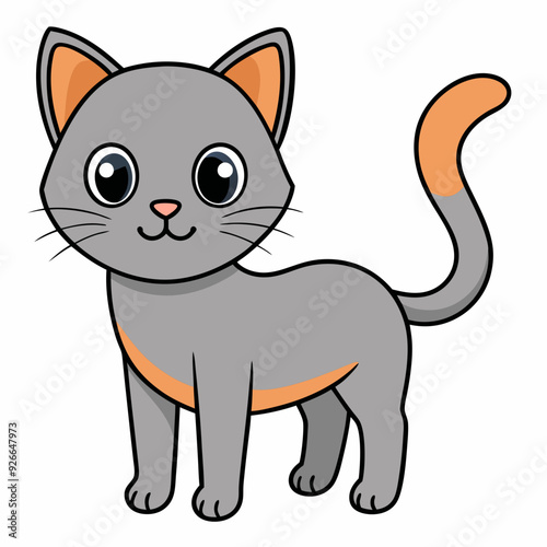Minimalist image of a cute cat art vector illustration